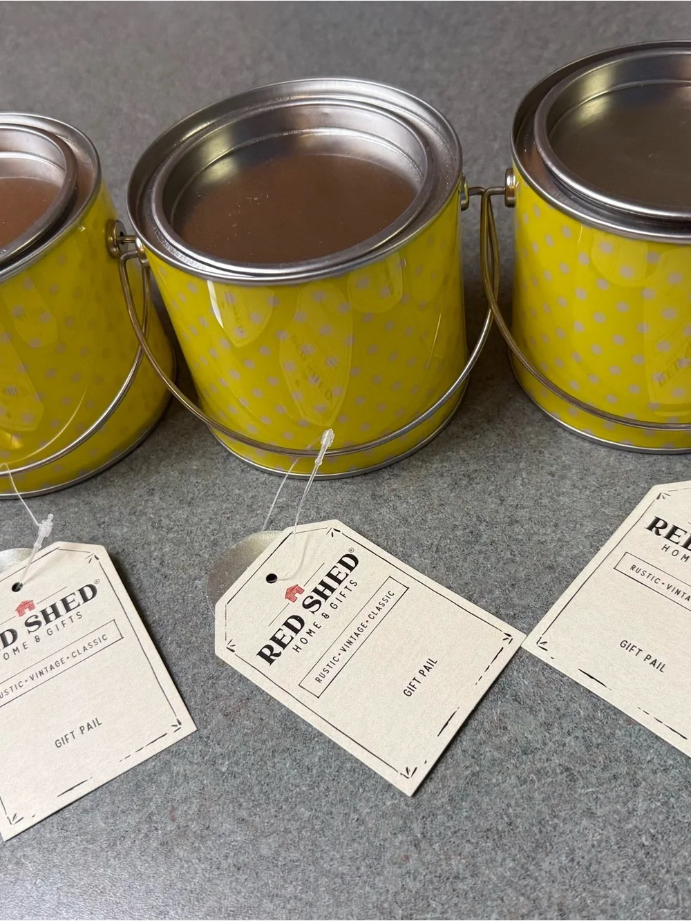 Red Shed Yellow Polka Dot Gift Pail - Set of 3
